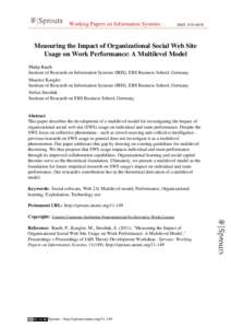 Working Papers on Information Systems  ISSN[removed]Measuring the Impact of Organizational Social Web Site Usage on Work Performance: A Multilevel Model