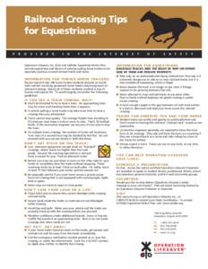 Railroad Crossing Tips for Equestrians P R