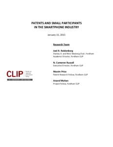 PATENTS	
  AND	
  SMALL	
  PARTICIPANTS	
   IN	
  THE	
  SMARTPHONE	
  INDUSTRY	
   	
   January	
  15,	
  2015	
   	
   	
  