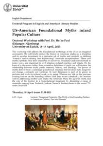 English Department  Doctoral Program in English and American Literary Studies US-American Foundational Myths in/and Popular Culture