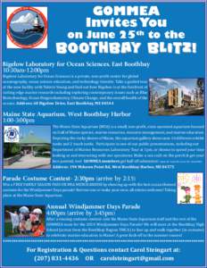 GOMMEA Invites You on June 25th to the  Boothbay Blitz!