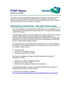 FOIP News, Issue No. 14, July 2004