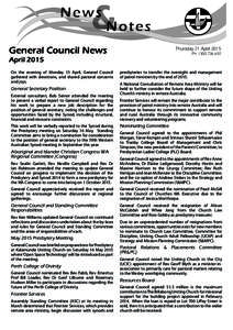 General Council News  Thursday 21 April 2015 Ph: April 2015