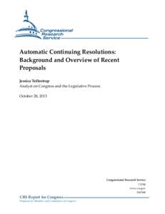 Automatic Continuing Resolutions: Background and Overview of Recent Proposals