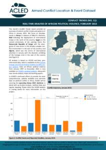 CONFLICT TRENDS (NO. 11): REAL-TIME ANALYSIS OF AFRICAN POLITICAL VIOLENCE, FEBRUARY 2013 This month’s Conflict Trends report provides an overview of violent conflict trends and patterns in Africa in JanuaryWe f