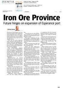 Kalgoorlie Miner, Kalgoorlie WA 26 Jul 2013, by Michael Dulaney Iron Ore Province Your Customised Content, page[removed]cm² Regional - circulation 4,677 (MTWTFS-)