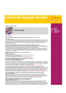 September e-bulletin from the Cultural Development Network