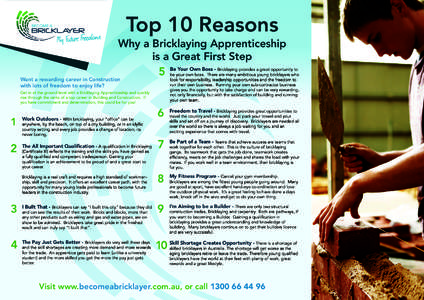 BECOME A  Top 10 Reasons Why a Bricklaying Apprenticeship is a Great First Step