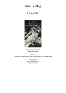 Insel Verlag Leseprobe Fitzgerald, Francis Scott Der große Gatsby Roman