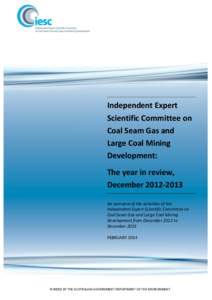 Independent Expert Scientific Committee on Coal Seam Gas and Large Coal Mining Development: The year in review, December[removed]