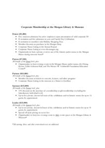 Corporate Membership at The Morgan Library - One Sheet
