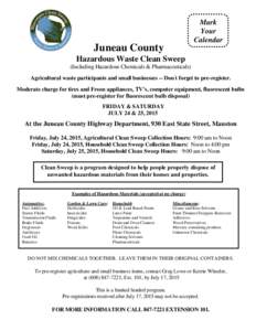 Mark Your Calendar s  Juneau County