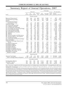 2007 Summary Report of Journal Operations