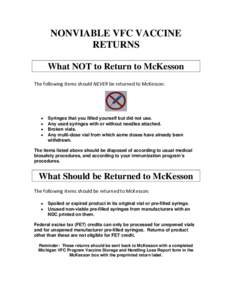 What NOT to Return to McKesson