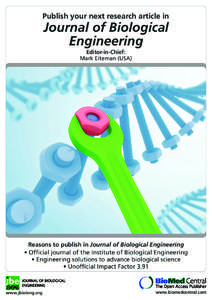 Publish your next research article in  Journal of Biological Engineering Editor-in-Chief: Mark Eiteman (USA)