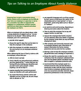 Abuse / Employment / Business ethics / Organizational behavior / Management / Social psychology / Behavior / Employee handbook / Workplace bullying / Occupational safety and health / Employee assistance program / Employment compensation