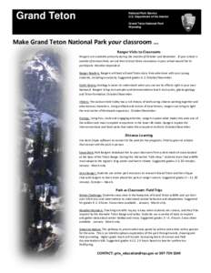 Grand Teton  National Park Service U.S. Department of the Interior Grand Teton National Park Wyoming
