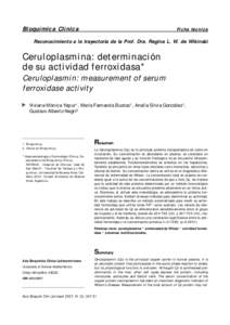 Bioquímica Clínica  Ficha técnica