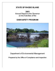 RI DEM/Compliance and Inspection- Dam Safety Report, 2003