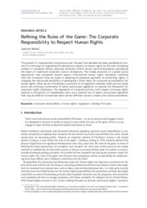 UTRECHT JOURNAL OF INTERNATIONAL AND EUROPEAN LAW Justine Nolan, ‘Refining the Rules of the Game: The Corporate Responsibility to Respect Human Rights’ ([removed]Utrecht Journal of International and European Law 