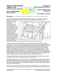 EPA Region 6 State Congressional District 5 MOSLEY ROAD SANITARY LANDFILL SITE Oklahoma County, Oklahoma