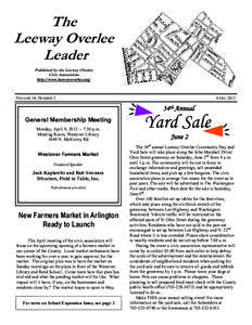 The Leeway Overlee Leader Published by the Leeway Overlee Civic Association http://www.leewayoverlee.org/