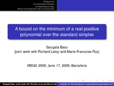 Background The Univariate Problem The Multivariate Case