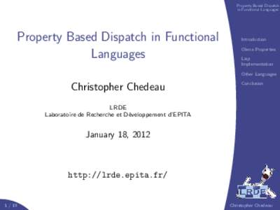 Property Based Dispatch in Functional Languages Property Based Dispatch in Functional Languages