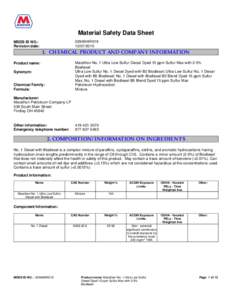 Material Safety Data Sheet 0294MAR019[removed]MSDS ID NO.: Revision date: