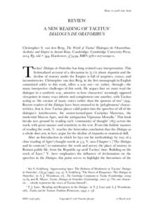 Latin literature / 1st millennium / Ancient Rome / Rhetoric / Dialogues / Dialogus de oratoribus / Tacitus / Curiatius Maternus / Tacitean studies / Marcus Aper / Histories / Publius Clodius Thrasea Paetus