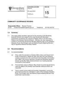 Oswestry / Selattyn and Gobowen / Clun / Weston Rhyn / Chapel Lawn / Parish councils in England / Gobowen / Shropshire / Local government in England / Geography of England