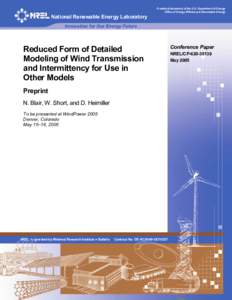 Reduced Form of Detailed Modeling of Wind Transmission and Intermittency for Use in Other Models: Preprint