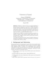 Universes in Toposes Thomas STREICHER Fachbereich 4 Mathematik, TU Darmstadt