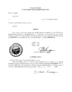 STA TE OF OHIO STATE PERSO~NEL BOARD OF REVIEW Philip L. Proctor, Appellant, Case No. 09-REM[removed]