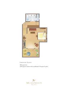 Lawnview Alcove 580 square feet (450 square ft. indoors with an additional 130 square ft. patio.) 