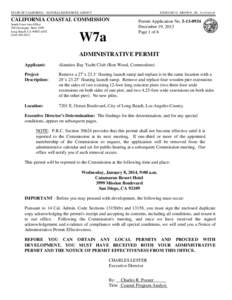 California Coastal Commission Staff Report and Recommendation Regarding Permit Application No[removed]Alamitos Bay Yacht Club, Long Beach)