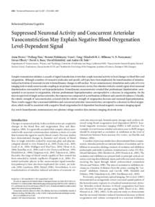 4452 • The Journal of Neuroscience, April 18, 2007 • 27(16):4452– 4459  Behavioral/Systems/Cognitive Suppressed Neuronal Activity and Concurrent Arteriolar Vasoconstriction May Explain Negative Blood Oxygenation