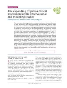 Advanced Review  The expanding tropics: a critical assessment of the observational and modeling studies Christopher Lucas,∗ Bertrand Timbal and Hanh Nguyen