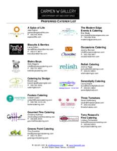 PREFERRED CATERER LIST A Spice of Life Jake Safran  P: aspiceoflife.com