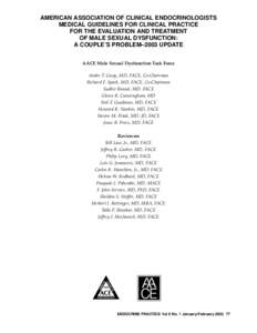 AMERICAN ASSOCIATION OF CLINICAL ENDOCRINOLOGISTS MEDICAL GUIDELINES FOR CLINICAL PRACTICE FOR THE EVALUATION AND TREATMENT OF MALE SEXUAL DYSFUNCTION: A COUPLE’S PROBLEM–2003 UPDATE AACE Male Sexual Dysfunction Task