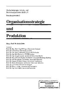 Hochschulgruppe Arbeits- und Betriebsorganisation HAB e.V. Forschungsbericht 2 Organisationsstrategie und