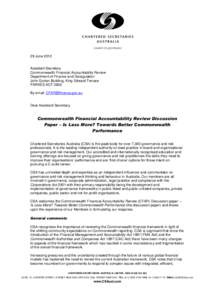 29 JuneAssistant Secretary Commonwealth Financial Accountability Review Department of Finance and Deregulation John Gorton Building, King Edward Terrace