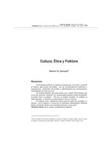 Ramón M. Jáuregui. Cultura, Ética y Folklore. FERMENTUM Mérida - Venezuela - ISSN[removed]AÑO 10 - Nº 29 - SEPTIEMBRE - DICIEMBRE[removed]