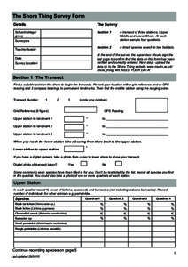 The Shore Thing Survey Form Details The Survey  School/college/