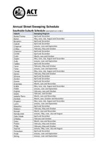 Annual Street Sweeping Schedule