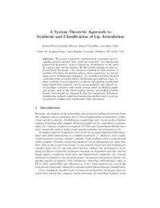 A System Theoretic Approach to Synthesis and Classification of Lip Articulation Hasan Ertan C ¸ eting¨ ul, Rizwan Ahmed Chaudhry, and Ren´e Vidal Center for Imaging Science, Johns Hopkins University, Baltimore MD 2121