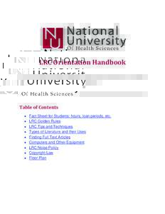 LRC	Orientation	Handbook    We have the LRC Orientation Handbook online for your convenience.  It has useful 