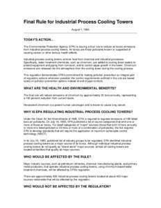 Pollution / Emission standards / Air pollution in the United States / Water pollution / Hexavalent chromium / Cooling tower / National Emissions Standards for Hazardous Air Pollutants / Toxic Substances Control Act / United States Environmental Protection Agency / Chemistry / Environment / Occupational safety and health