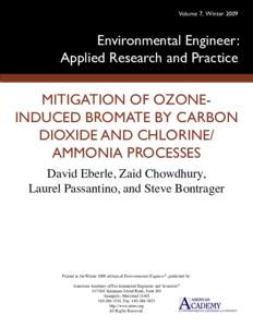 Volume 7, Winter[removed]Environmental Engineer: Applied Research and Practice  MITIGATION OF OZONEINDUCED BROMATE BY CARBON