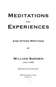 Meditations and Experiences And Other Writings by